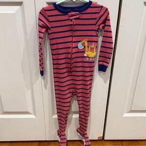 Carter's Striped Footie Pajama with Excavator Patch 2T